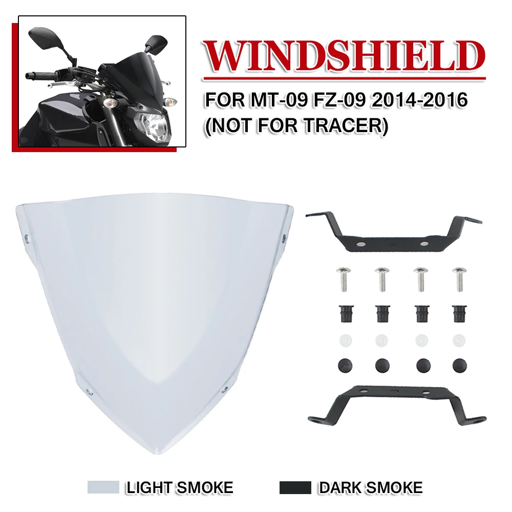 

Windshield Windscreen Sports Screen For Yamaha MT09 MT-09 FZ09 FZ-09 2014 2015 2016 Motorcycle Street Bike Flyscreen Deflector