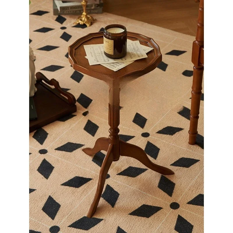French retro design sofa side table, American solid wood coffee table, living room home decoration ornament, bedside