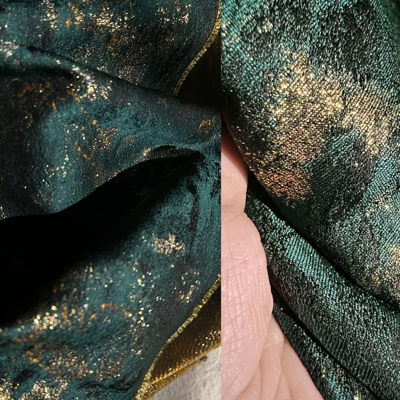 

Dark Green Shiny Irregular Texture Double-sided Jacquard Fabric Coat Skirt Dress Designer Diy Sewing Material Wholesale Cloth