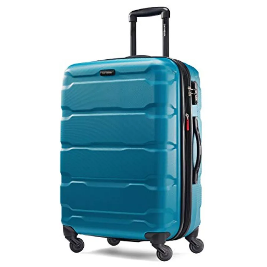 

Omni PC Hardside Expandable Luggage with Spinner Wheels Caribbean Blue Checked-Medium 24-Inch