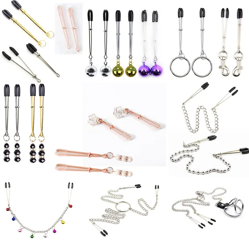 Sexy Flirt Nipple Clamps Breast-fed Sex Toys BDSM Labia Breast Stimulation Massager Nipple Clamps With Chain Clips Fetish Slave