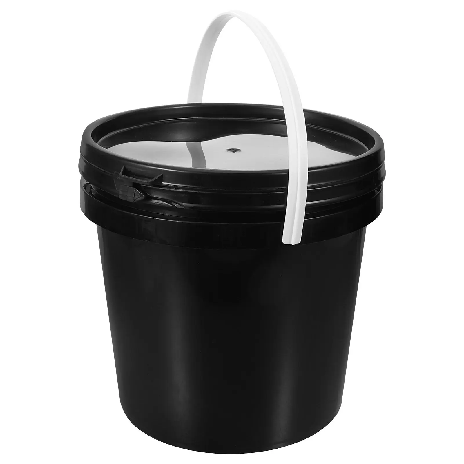 Black Round Paint Bucket Small Plastic Lid Handle Spill Proof Paint Storage Pail Container for Painting Round Bucket with Lid