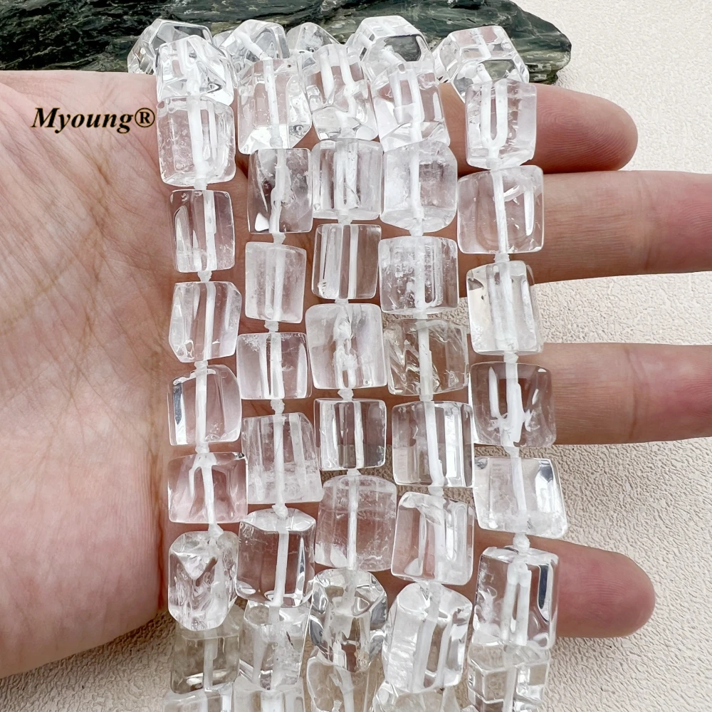 Approx 12-15mm Faceted Natural Clear Quartz Crystal Cutting Nugget Space Loose Beads For DIY Jewelry Making MY231028