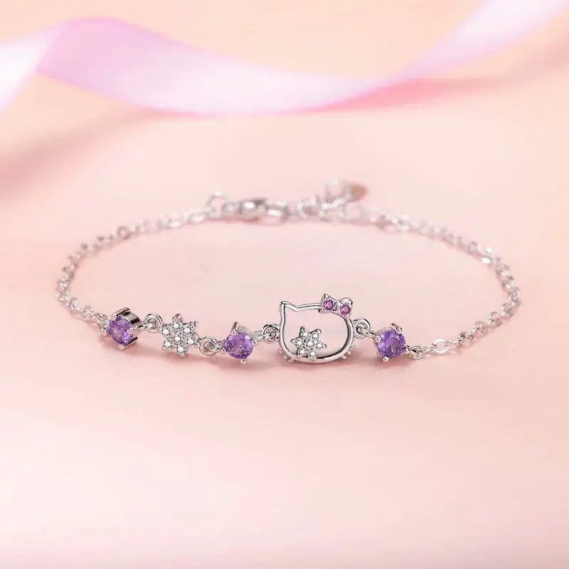 Hot Anime Sanrio HelloKittys Series Exquisite Bracelet for Female Bestie Holiday Gifts Couple Bracelet Daily Jewelry Decoration