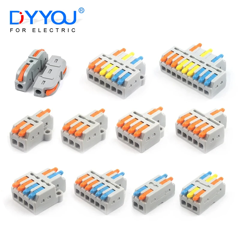 MINI Fast Universal Compact Cable Wire Connectors Spring Splice Push-in Wiring Terminal Block Home Electrical Wire Connection