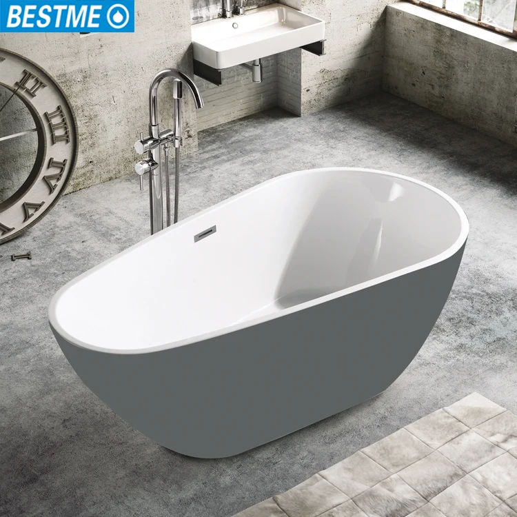 Design Modern Simple White Boat Shape Acrylic Art Bath Tub Bathroom Hotel Freestanding Soak Spa Bathtub