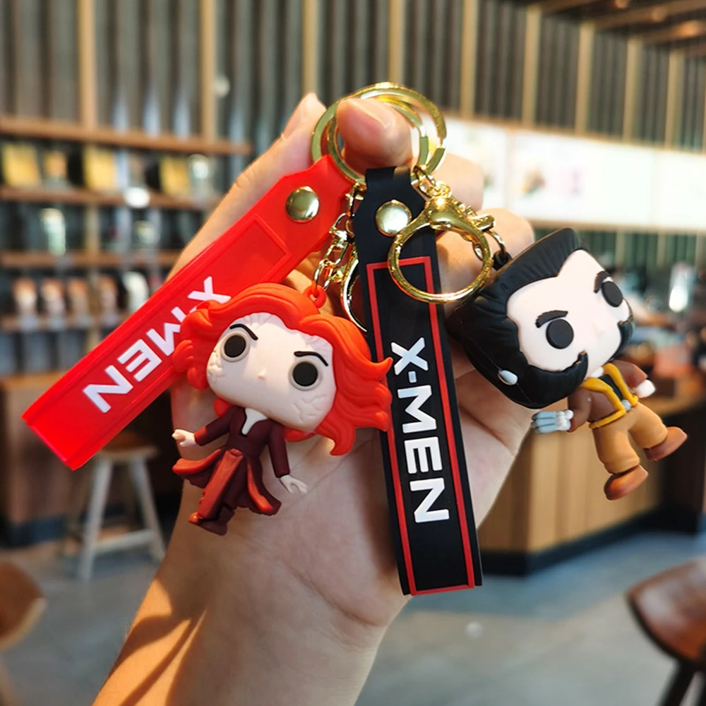 Cool Cartoon Disney X-Men Figures Keychain Bag Pendant Doll Pendant Couple Fashion Car Key Chain for Kids Birthday Toys Gift