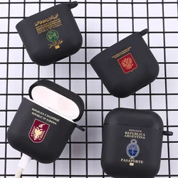 Algeria Russia Passport With Hook For Airpod Pro 3 Pro2 Black Protective Cover Soft Case for Apple Airpods 2 1 Earphone Cases