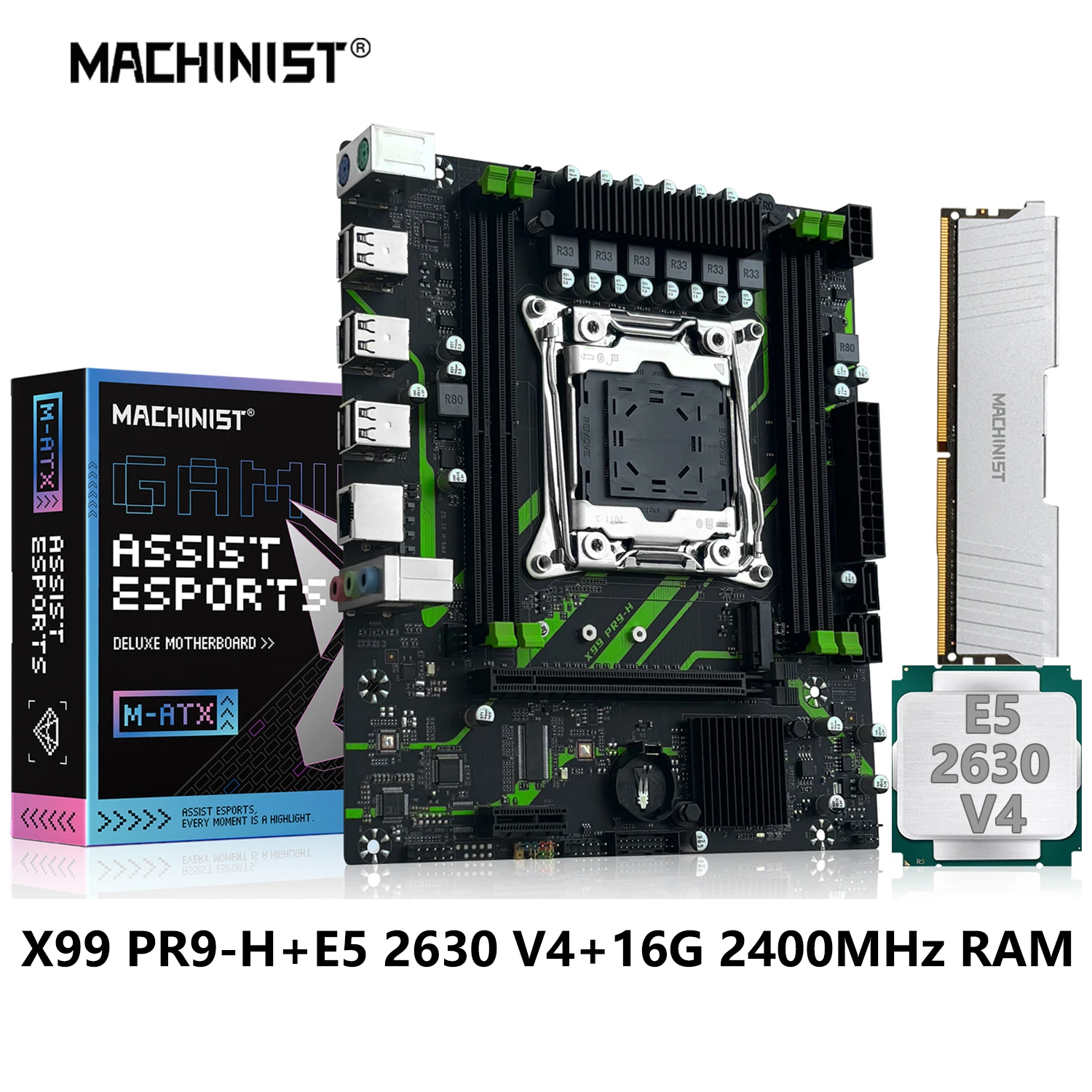 

Комплект материнской платы MACHINIST X99 с процессором Intel Xeon E5 2630 V4, ECC DDR4, 16 ГБ, 2400 МГц, двухканальная оперативная память, набор PR9-H Combo NVME.M.2 SSD