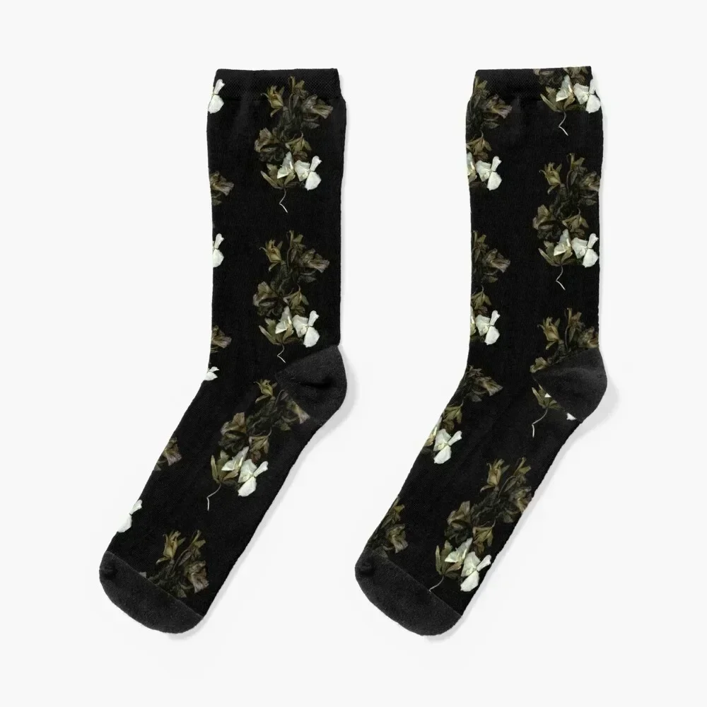 

Orchid Float Dark Floral Socks floor cool Stockings compression sheer Man Socks Women's