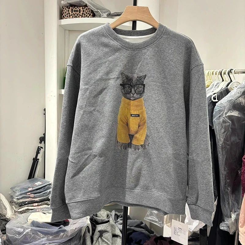 

Trendy and Fun Cat-printed Loose Men's and Women's Round-neck Sweatshirts Are in Vogue