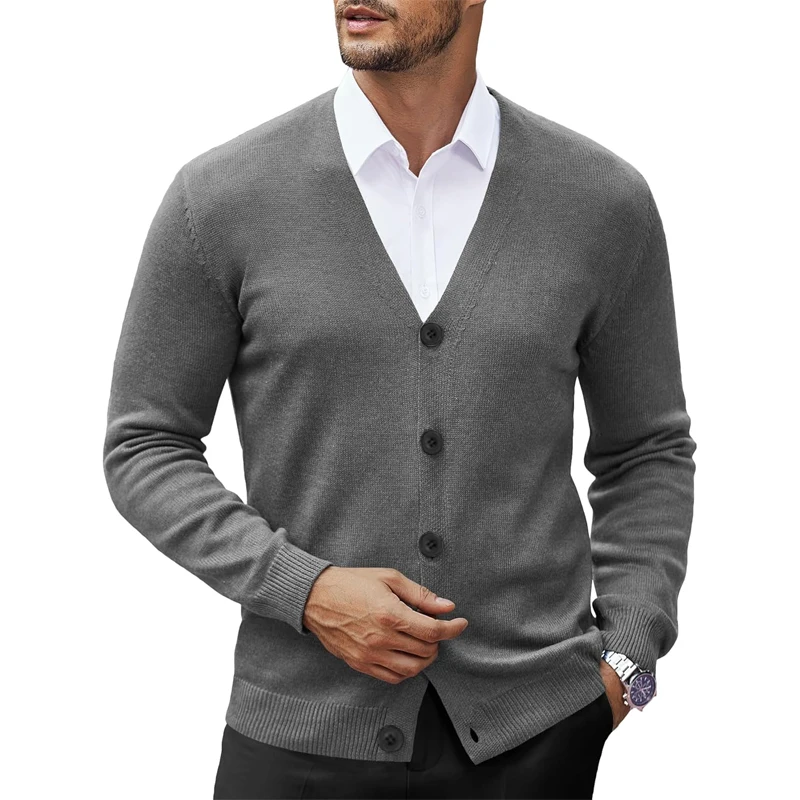 Cardigan con scollo a V da uomo nuovo Sweatcoats maglione cardigan lavorato a maglia leggero casual abbottonato streetwear da esterno