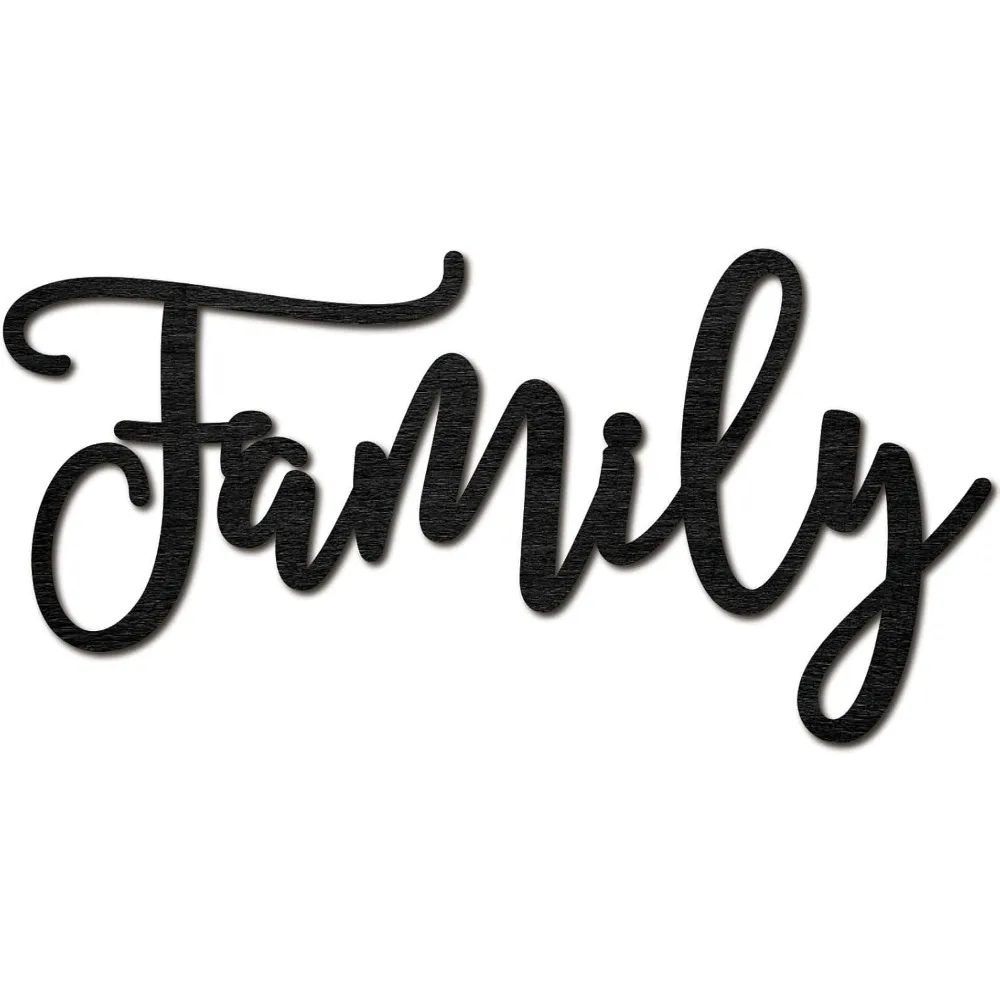 Family Word Cutout Sign Laser Cut Wood Letter Sign Black Wall Decor Unfinished Wooden Signs Wall Art Basswood making kit