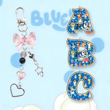 

Брелок-аксессуар из акрила: Блуи, Бинго, Хиллер, Бандит, Чили, Бабочка, двусторонний кулон, аксессуар для школьной сумки