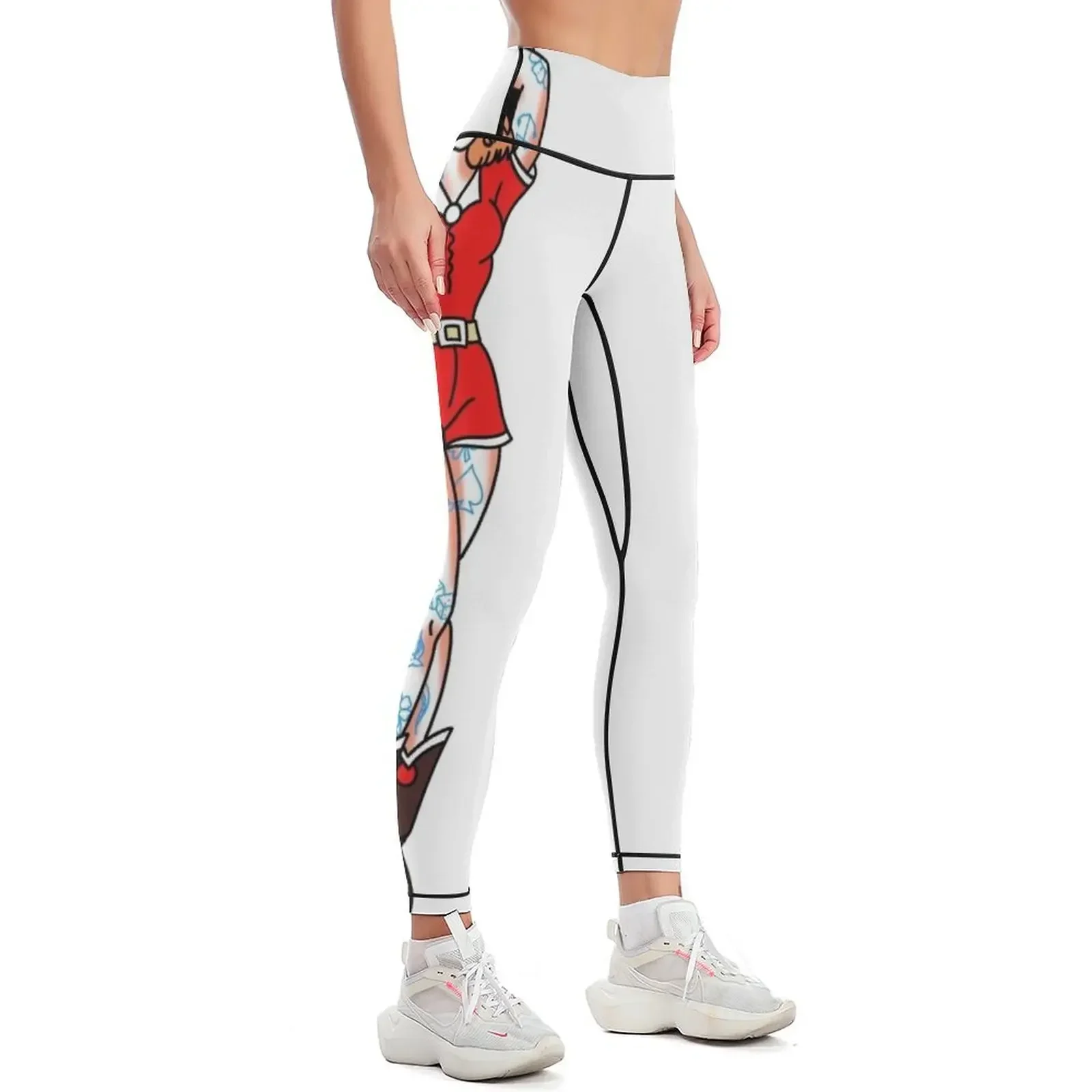 Traditional pin up tattoo design Leggings Training pants sports woman gym Fitness clothing Female legging pants Womens Leggings