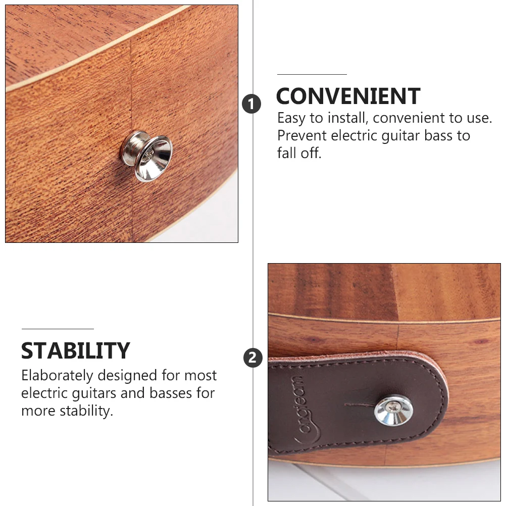 

18 Pcs Guitar Strap Buckle Bass Lock Security Anti-falling Instrument Copper Pegs Anti-skid Button