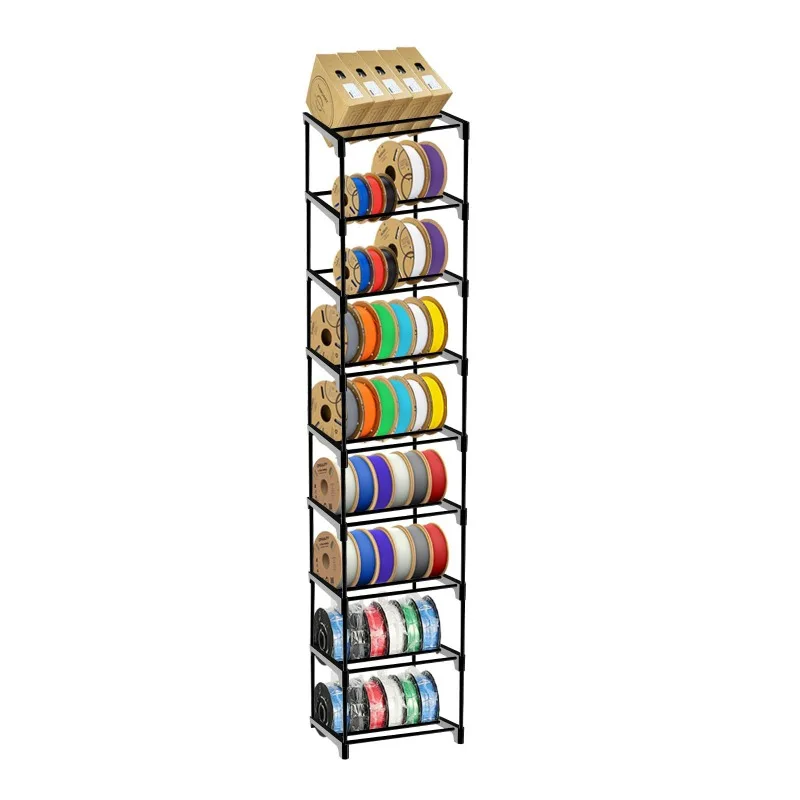 9-Tier 3D Printer Filament Storage Rack Tool-Free Modular Holder Shelf Stores 54 Rolls 1kg Filament for Desktop Organization