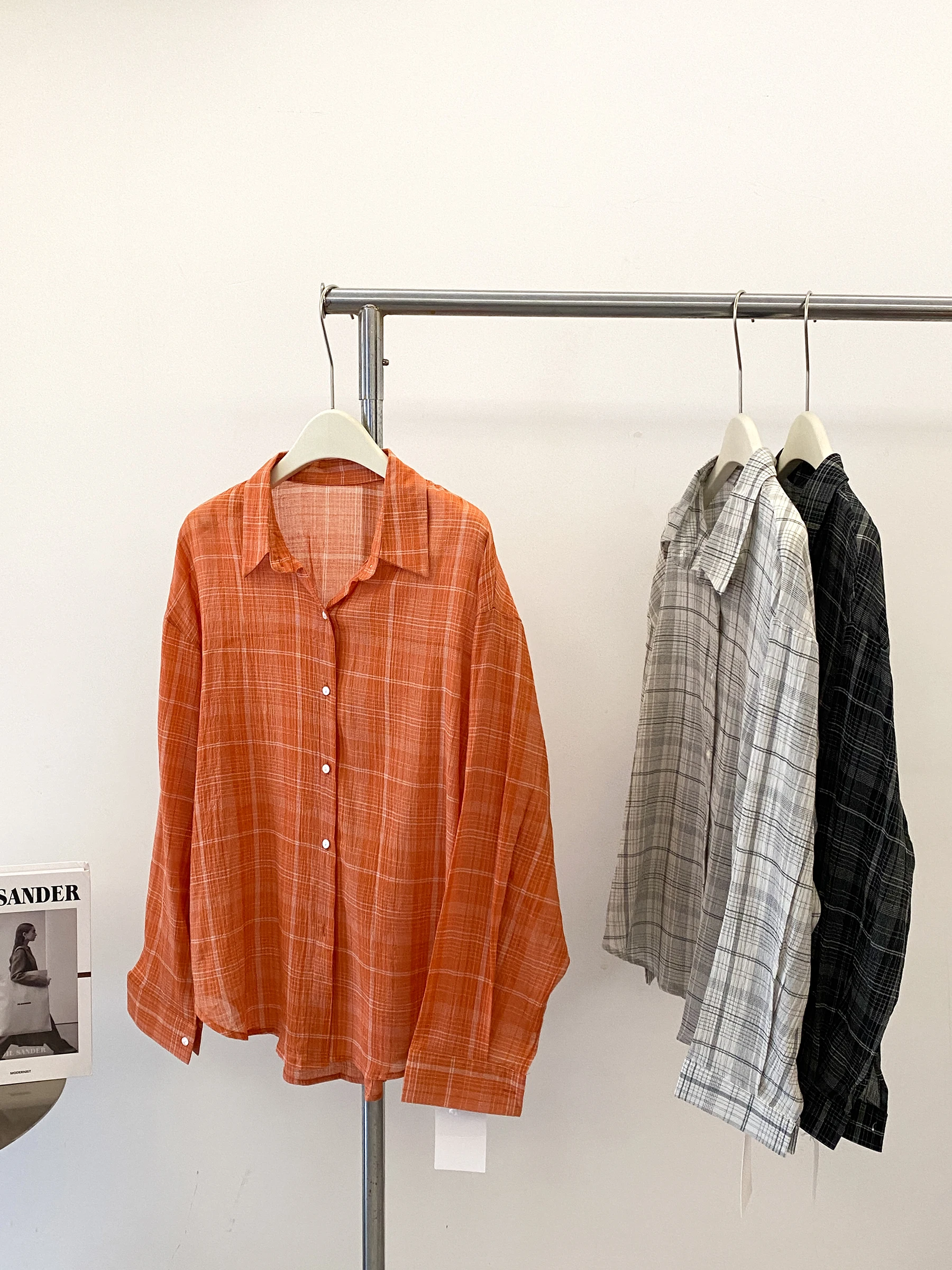 Loose Fit Long Sleeve Plaid Shirt Women's Summer Thin Sun Protection Outerwear Dreaming in the Sun Loose Lazy Style Top