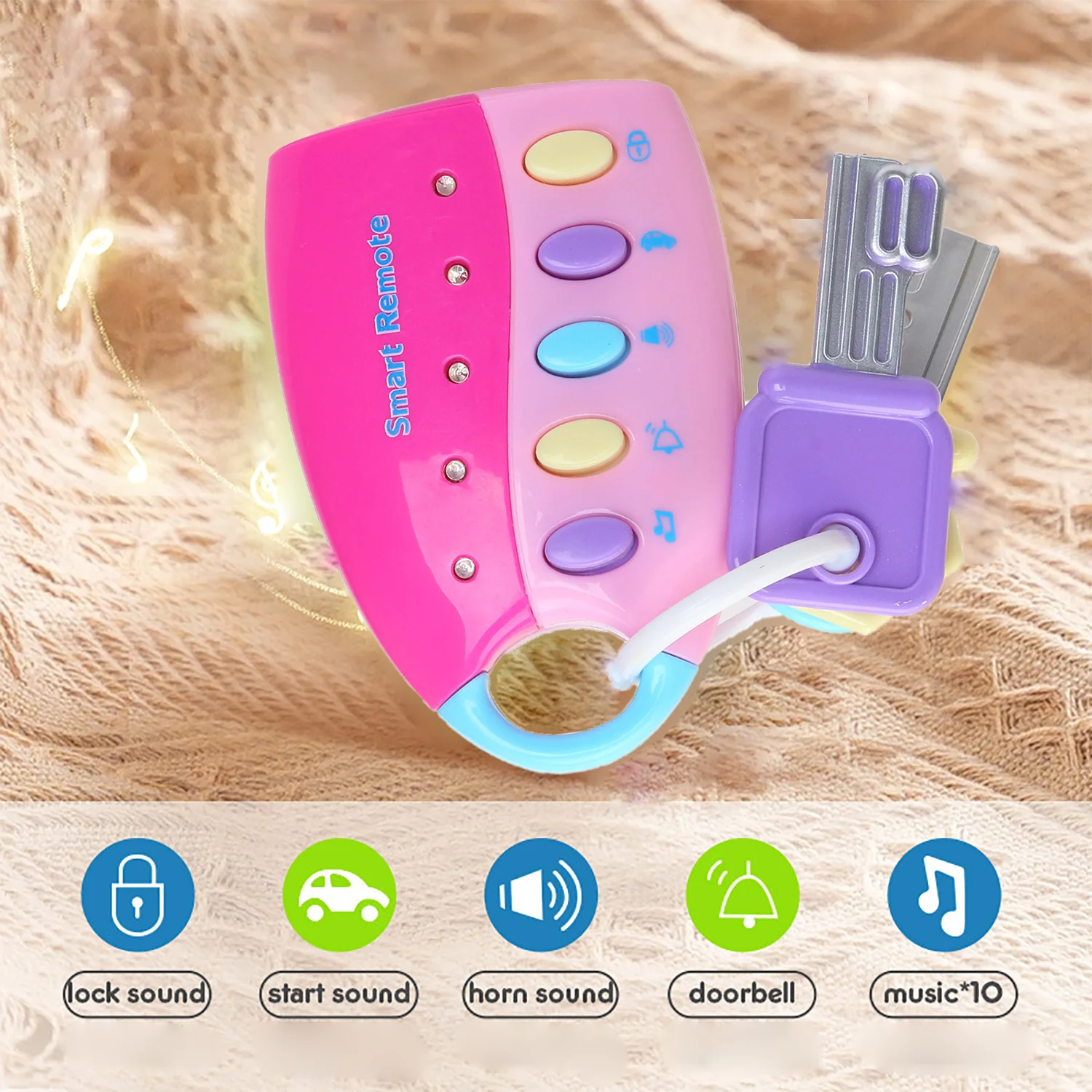 Children's remote control key toy simulates car sound, music, lighting, boys and girls' early education toys