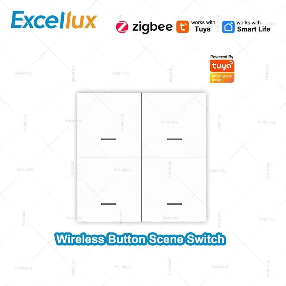 

Smart Zigbee Wireless Scene Switch 4 Gang 12 Mode Automatic Scenario Push Button Controller Support For Tuya Z2MQTT