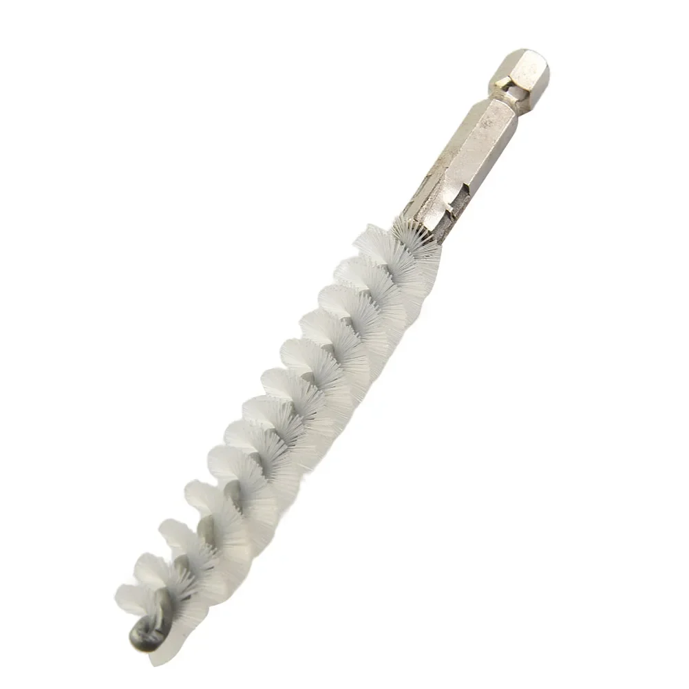 ワイヤーブラシチューブドリルブラシ 8-19 ミリメートル六角バーヘックスバーナイロンワイヤー機械クリーニングナイロンブラシ洗浄研磨ツール