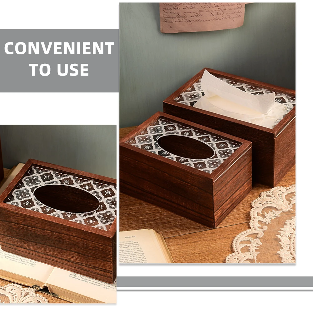 

1Pc Rustic Wooden Tissue Box Holder Practical Napkin Storage Tissue Paper Dispenser Home Decor Organizer