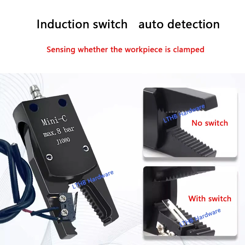 Robot Arm Clamp Pneumatic Gripper with Sensor Switch Non-slip Mat for Injection Molding Machine Grasp Workpiece Automation Tools