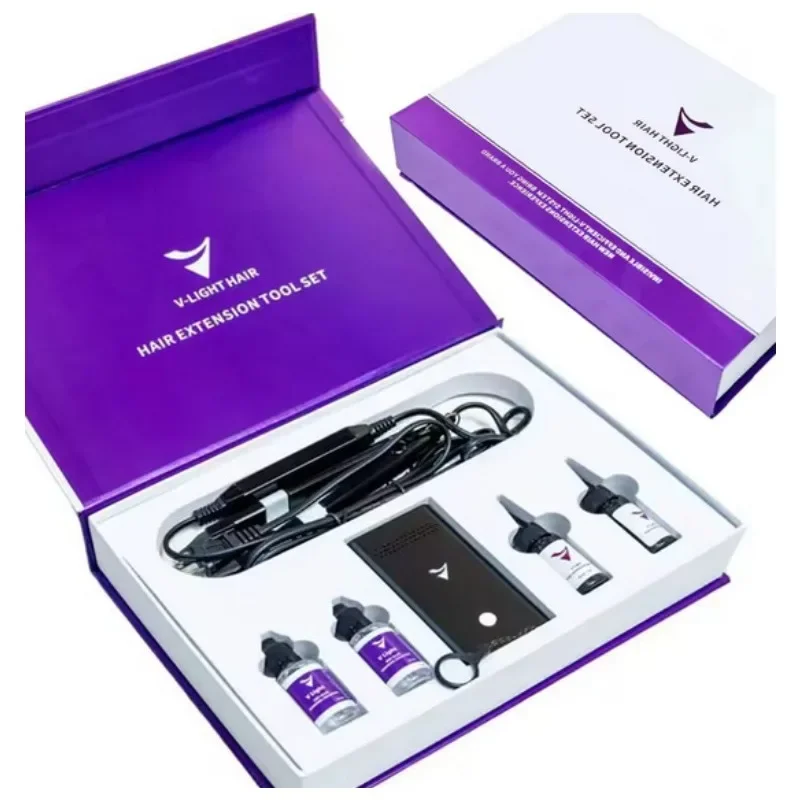 V-Light Technology Hair Extension Machine Tools Kit Set With V light Hairs Extension Glue For Salon/2025 hairs Portable Combline