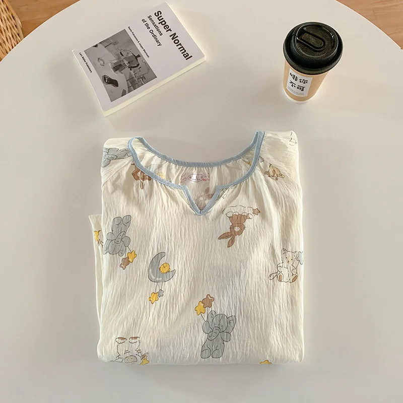 Nachthemd Damen Pyjamas Frauen Nachtwäsche Schlafanzug Damenunterwäsche Nachtschlaf Sommer Pyjamas Schlafshirt Damenkleid – Detail 12