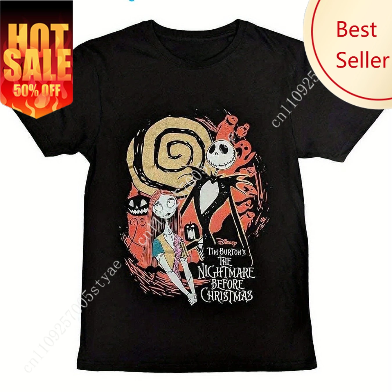 

Men's Disney The Nightmare Before Christmas Pattern T-shirt Daily Leisure and Theme Activities Wear Unisex Cotton Short Sleeves