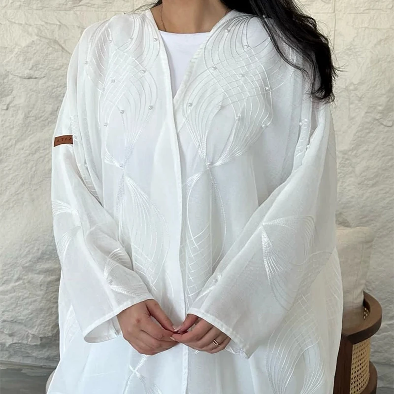 

Fashion 2026 Spring New Muslim Middle East Nail Bead Mesh Coat+Dress Casual and Comfortable Daily Two Piece Set