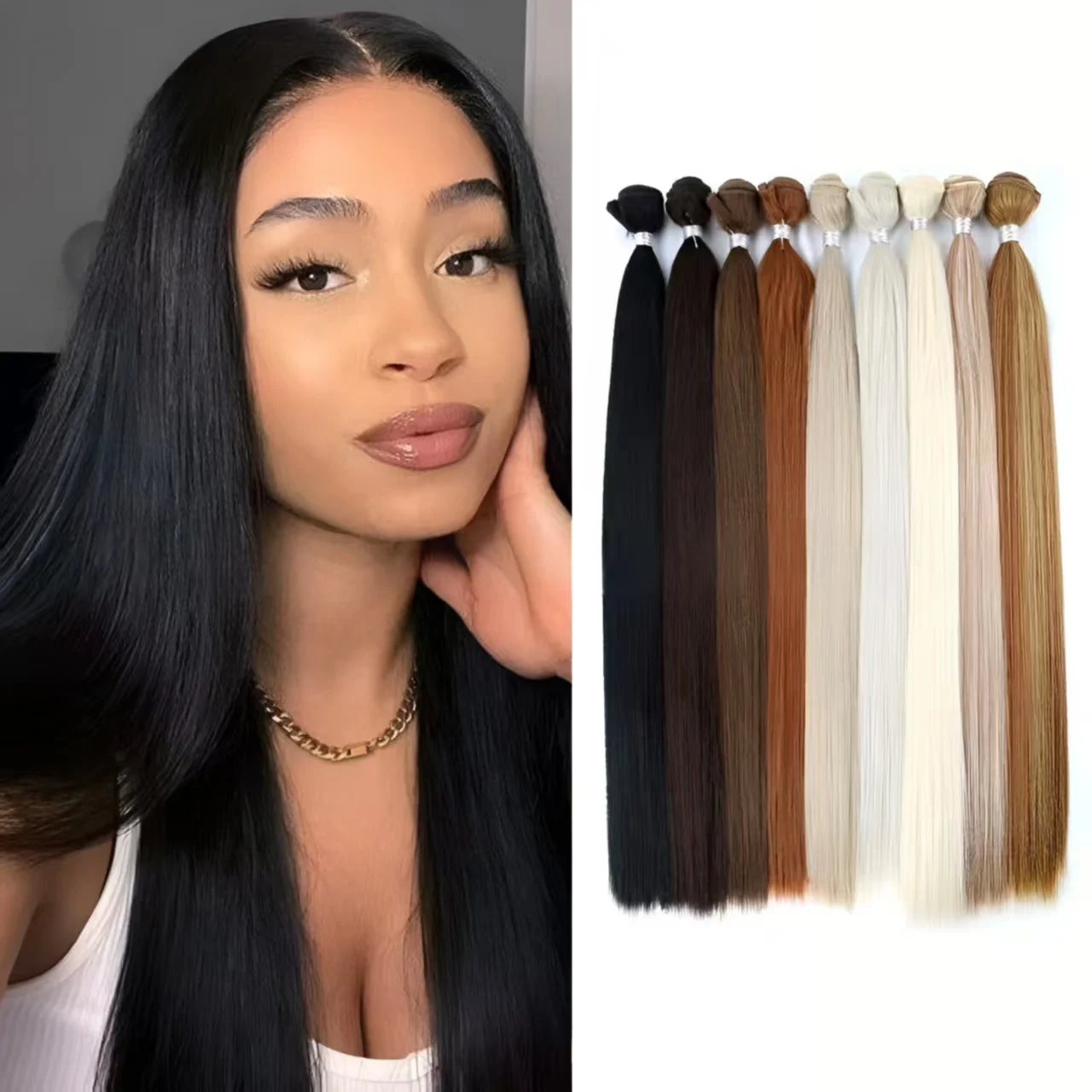 

Прямые пучки волос, синтетические натуральные волосы, плетение 613, пучки светлых волос, высокотемпературные длинные прямые волосы для женщин