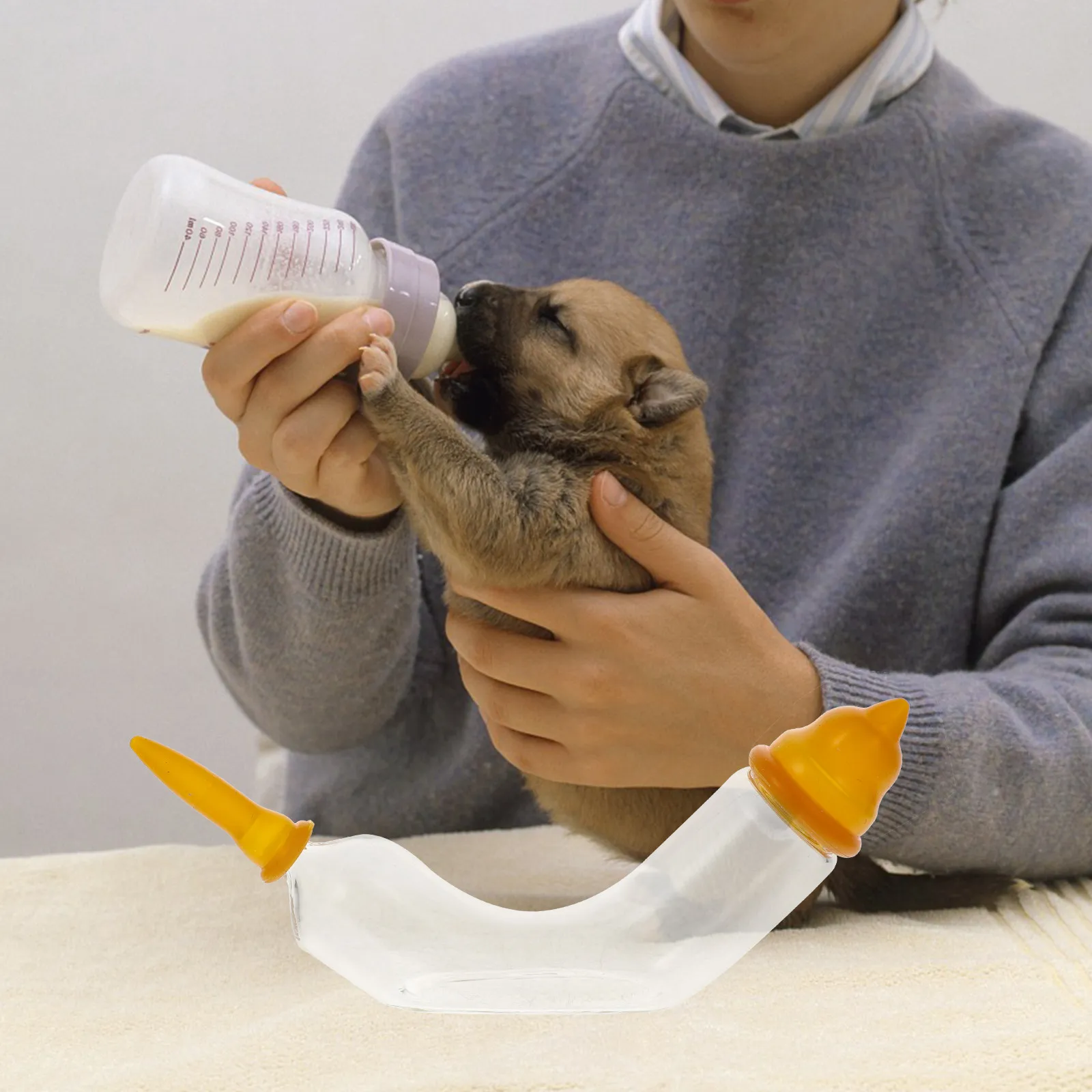 1Set Pet Feeding Nipple for Newborn Puppies Kittens Rabbits Silicone Glass Feeder Portable Adjustable Angle Liquid Medicine
