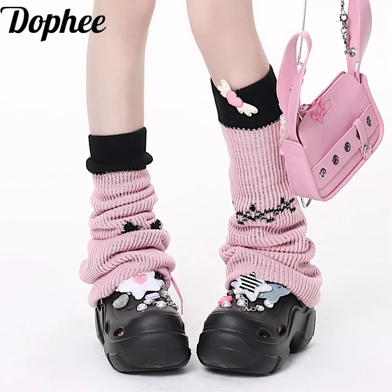 

Dophee Original Subcultural Cross Y2k Sock Sleeve Colorblock Millennium Spicy Girl Gothic Medium Leg Warmer Dopamine