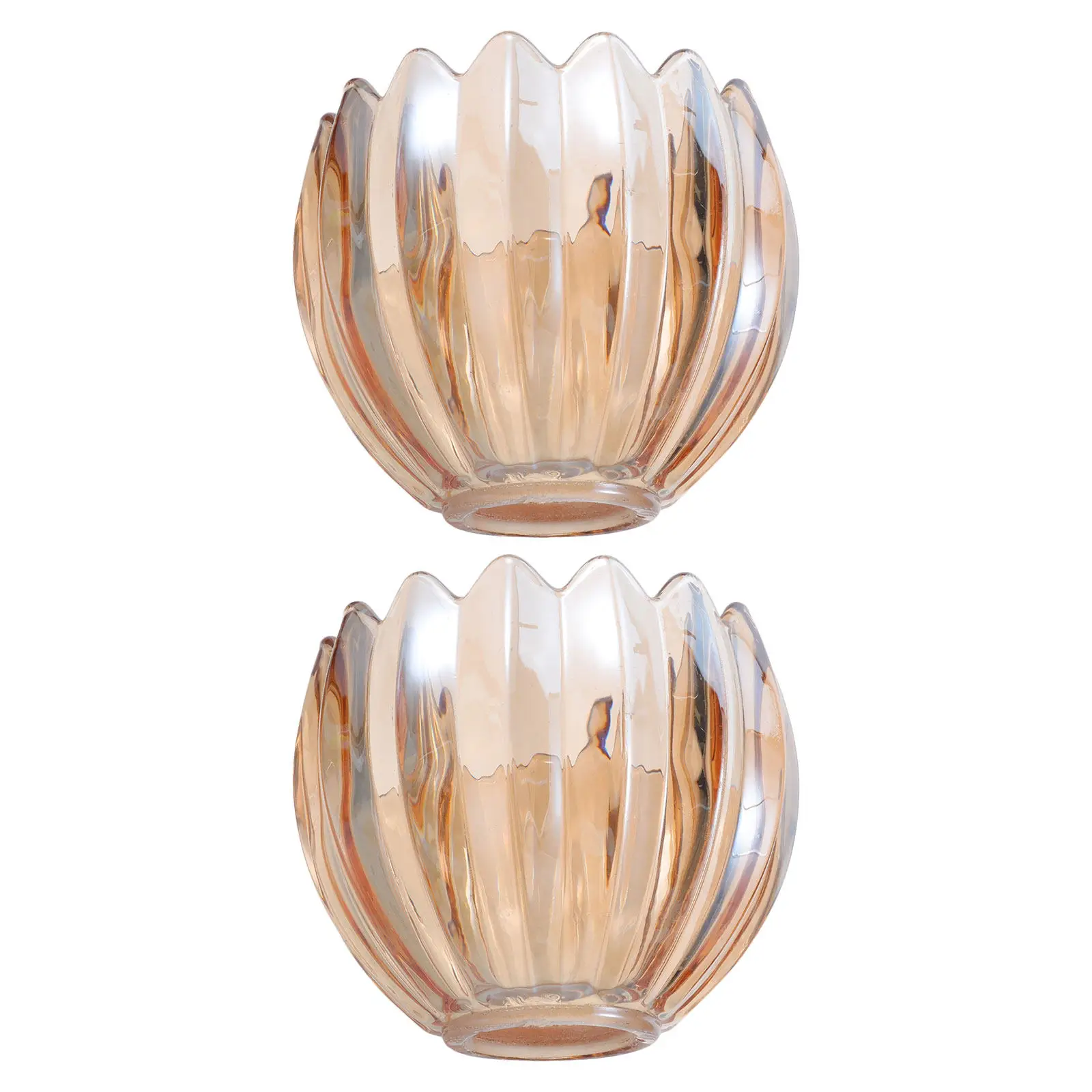 Ribbed Glass Lamp Shades 2 Pack Flower Shape Replacement Covers for Table Lamps Wall Sconces Pendant Lights