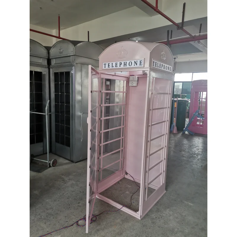 custom.Telephone Booths with Mailbox 5-piece Set Wedding Decor Custom Pink Floral London Telephone Booth