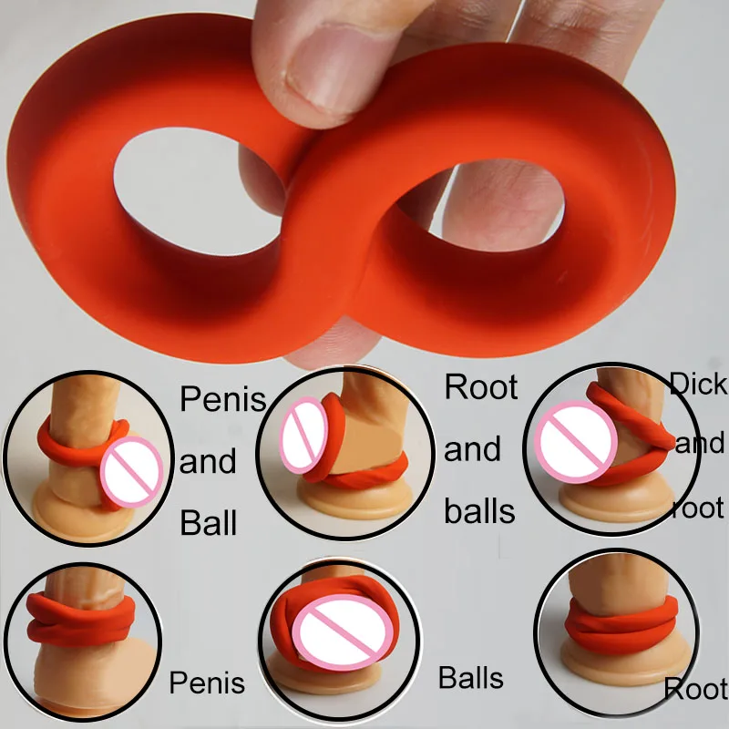 8-shaped Erection Cock Ring,Used Around Penis and Testicles,Silicone Cockring,Delay Ejaculation Ball Strecher,Sex Toys for Men