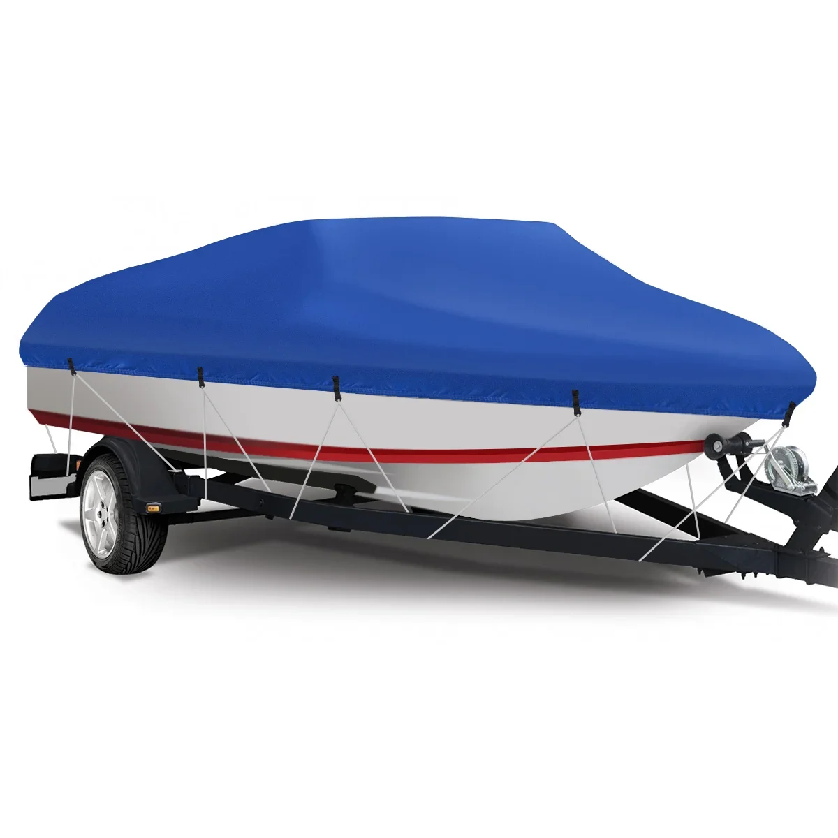 

Heavy Duty Blue Custom Kayak Boat Cover Fabric Oxford Trailerable For Fish Ski V-Hull Boats