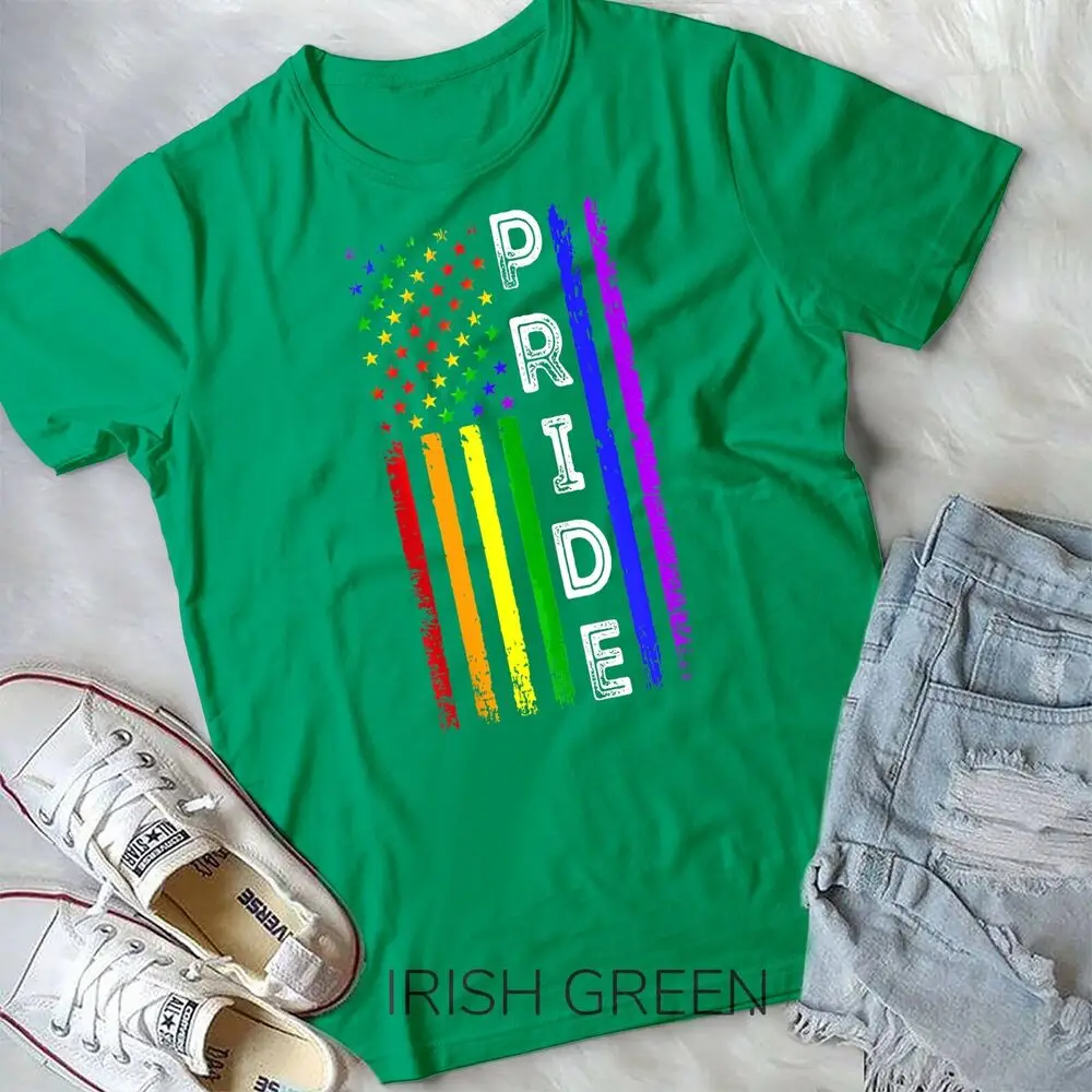 Retro Pride Month 4th Of July Rainbow USA Flag LGBTQ Gay Unisex T-shirt
