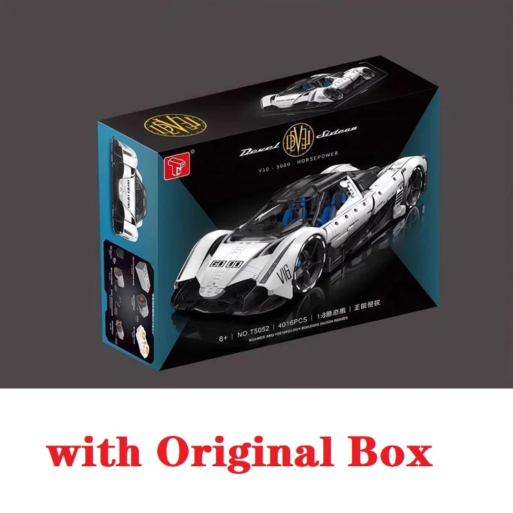 

Оригинальный конструктор-модель T5052, 4016 деталей, MOC, технический радиоуправляемый спортивный автомобиль Devel Sixteen V16, набор для сборки, подарок на день рождения