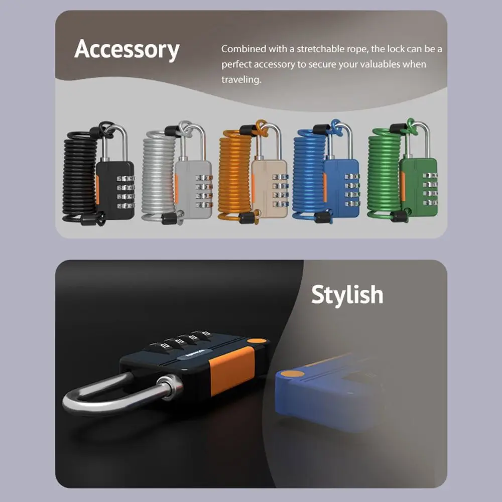Padlock Weatherproof Luggage Hardware With Steel Cable Safely Code Lock 4 Digit Combination Lock Anti-theft