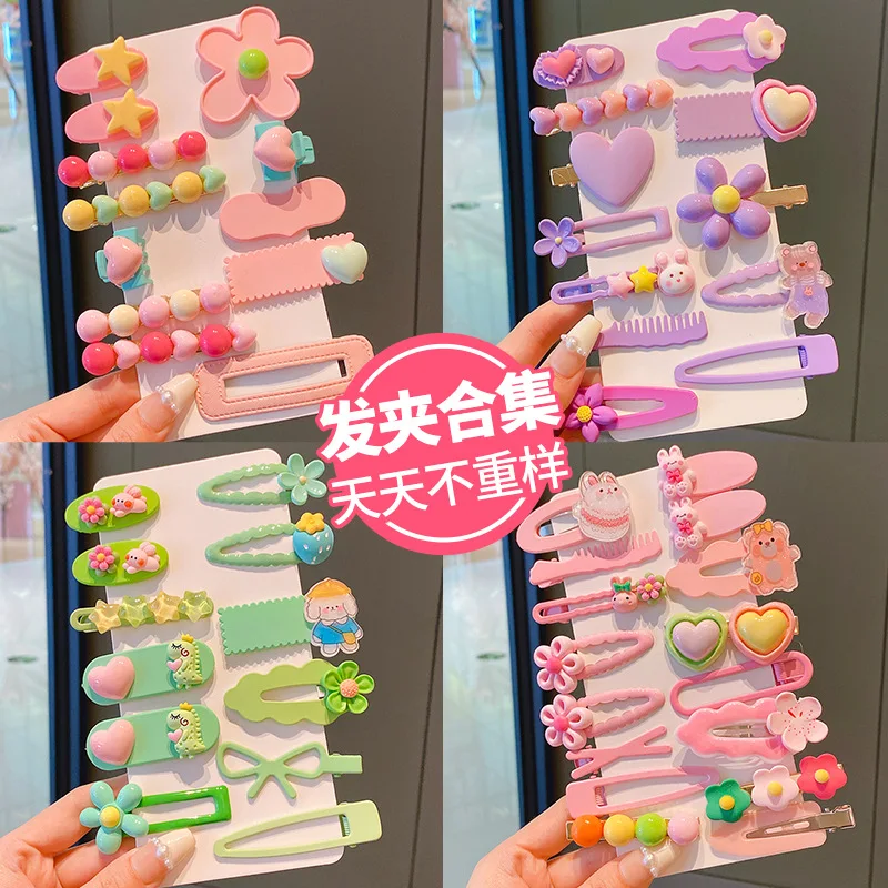 【 12 Piece Set 】Children's Hairpins Are Sweet Cute Girls' Side Barrettes Include Baby Hair Fragments Bangs Hair Accessories