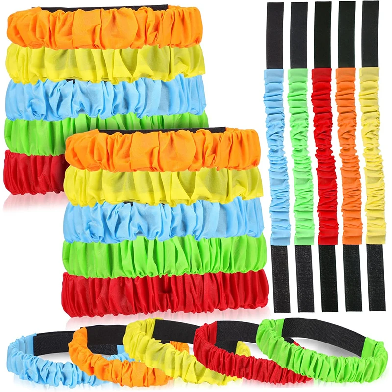 4PCS Elastic Three Legged Race Bands Kids Boys Girls Resistant Training Outdoor Activities Teamwork Games Field Day Carnival Fun