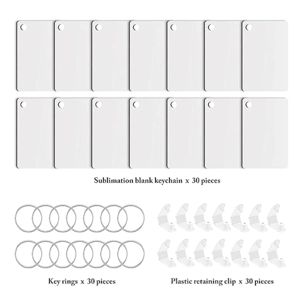 30PCS ระเหิดพวงกุญแจช่องว่างคู่ด้านข้างความร้อนช่องว่าง MDF Blank Board Key แหวนช่องว่างสําหรับ DIY และหัตถกรรม