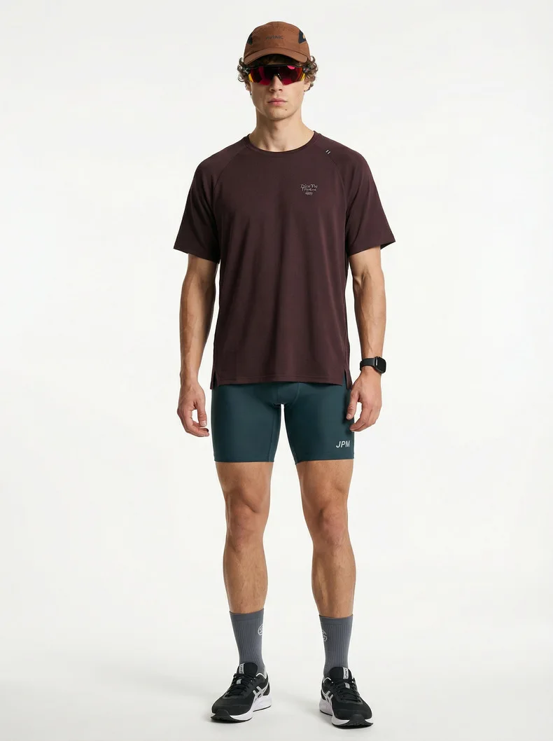 Herren Merino-Woll-Laufshirt - Atmungsaktives Kurzarm-Outdoor-Sportoberteil für den Sommer – Detail 2