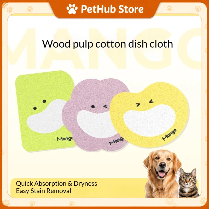 Mango Wood Pulp Cotton Compressed Dish Sponge Absorbent Fast Drying Cute Shape Cleaning Cloth For Pet Bowl Special Cleaning