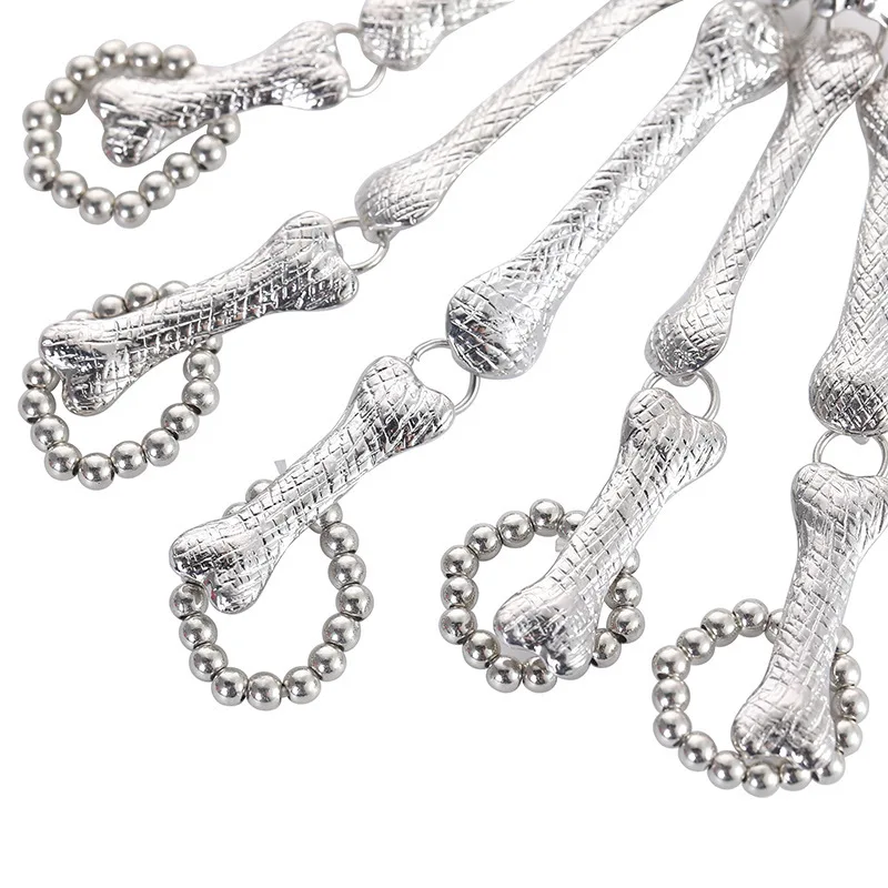 Halloween fashion and creative skull skeleton punk style funny finger chain with exaggerated metal bones