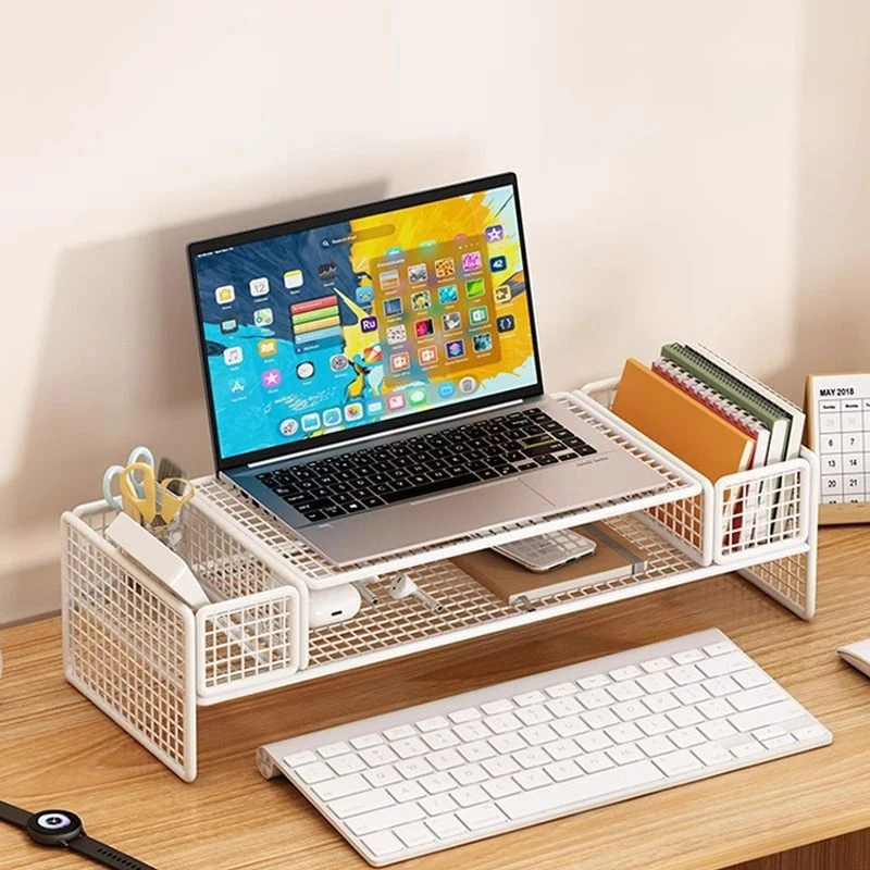 Dwuosobowy uchwyt na monitor komputerowy Uchwyt na stojak na ekran komputera Uchwyt na biurko Laptop Klawiatura Mysz Przechowywanie Organizer Pojemnik na długopisy — zdjęcie 6