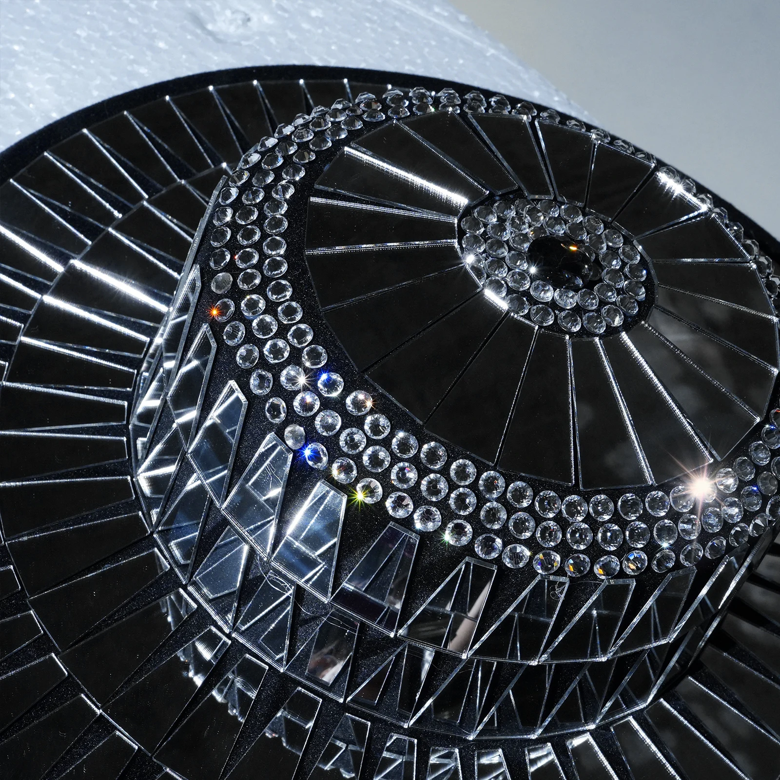 Nuevo sombrero de espejo negro de Jazz con diamantes de imitación, actuación de fiesta de cumpleaños, baile de graduación, ropa de cantante, colocación, traje de Drag Queen