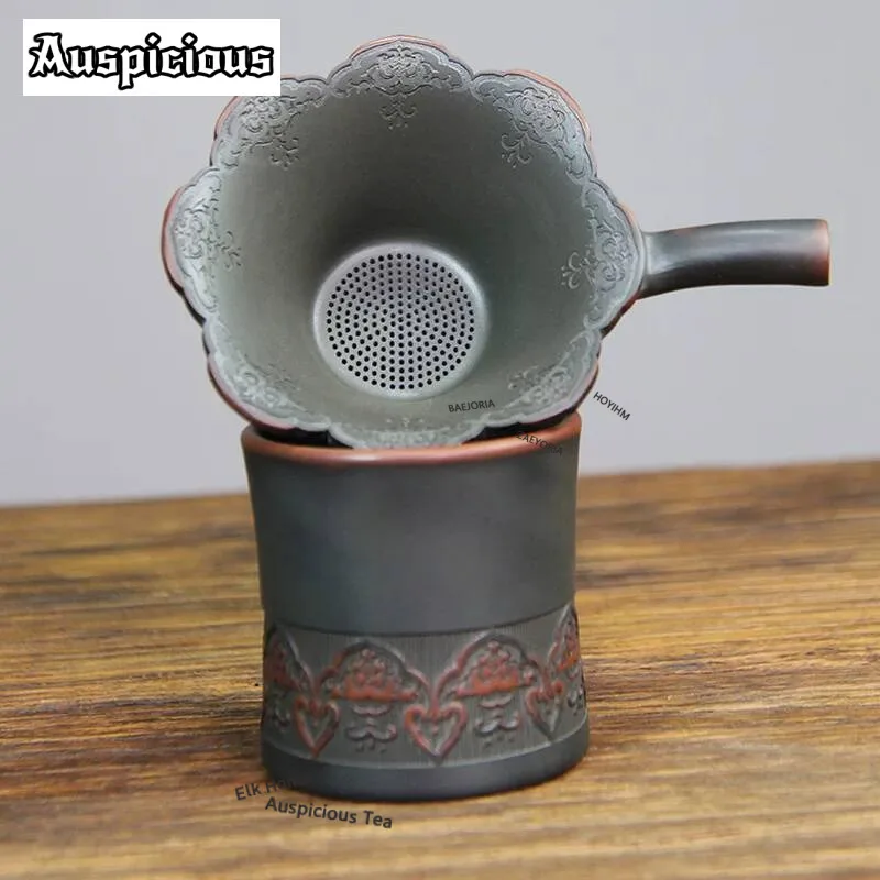 ZAEYORIA Handmade Nixing Pottery Petal Tea Separator Infusor Traditional Tea Strainer Dispenser Tea Making Tea Filter Cha Craft